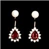 Image 1 : Natural Red Ruby & Pearl  Earrings