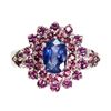 Image 1 : Natural Blue Sapphire & Rhodolite Garnet Ring