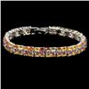 Image 1 : Natural Multi Color Sapphire, Rhodolite Garnet Bracelet