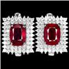 Image 1 : Natural GENUINE Cushion RED RUBY Earrings