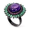 Image 2 : Natural Columbian Emerald  Amethyst Garnet Ring