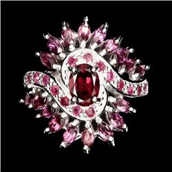 Natural Oval Marquise Rhodolite Garnet Ruby Ring