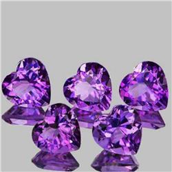 Natural Purple Amethyst Hearts 5 Pcs{Flawless-VVS1}