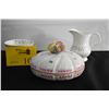 Image 1 : HANDPAINTED HEREND PORCELAIN COVERED DISH, ROYAL TARA PITCHER & BOWL (3 PCS)