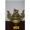 Image 1 : VINTAGE CHINESE BRASS TRIPOD INCENSE BURNER (13' H X 12.5" W)