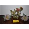Image 1 : CHINESE SEMI-PRECIOUS STONE PEONIES & POTTED FLOWERS (3 PCS)