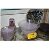 Image 1 : GLASS SALAD BOWL W/SERVING BOWLS, PLATES, CUT TO CLEAR WATER DECANTER W/GLASS & CERAMIC PLATE