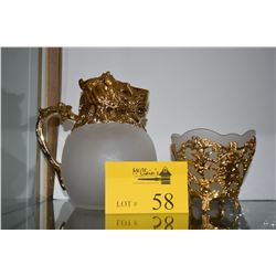 FROSTED "LION" PITCHER & CANDY DISH (2 PCS)