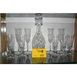 WATERFORD CRYSTAL DECANTER W/STOPPER & CHAMPAGNE STEMWARE (11 PCS)