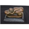 Image 3 : EUROPEAN BRONZE NUDE FEMALE W/PHALLIC SYMBOL ON MARBLE BASE; SIGNED