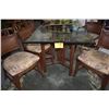 Image 1 : DOUBLE PEDESTAL BEVELED GLASS TOP DINING TABLE W/4 SIDE CHAIRS & 2 ARM CHAIRS (7 PCS)