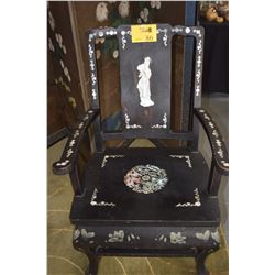 CHINESE ARM CHAIR W/MOTHER OF PEARL INLAY