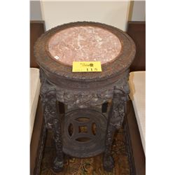 CHINESE ELABORATELY CARVED STAND W/MARBLE INSERT