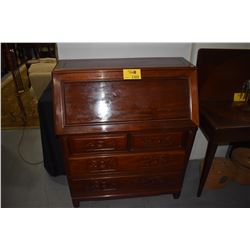 CHINESE ROSEWOOD DROP FRONT DESK W/4 DRAWERS