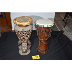 ETHNIC CARVED DRUMS (2 PCS)