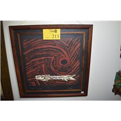 FRAMED BLOCK PRINT; SIGNED 8/50