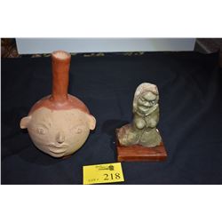 PETER CHIDZONGA SCULPTURE & FACE VASE (2 PCS)