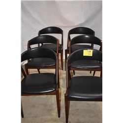 MID CENTURY UPHOLSTERED WOOD CHAIRS (6 PCS)