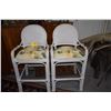Image 1 : RATTAN STYLE BAR STOOLS W/UPHOLSTERED SEATS (PAIR)