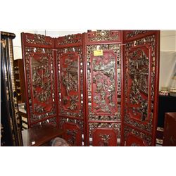 CHINESE RED LACQUER & GILT 4 HANGING PANELS, CA. LATE 19TH CENTURY QING DYNASTY