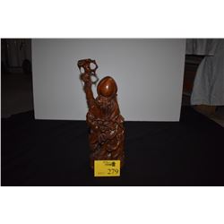 CHINESE CARVED HARDWOOD LONG LIFE GOD