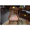 Image 2 : BAMBOO STYLE ARM CHAIR W/UPHOLSTERED SEAT & PILLOW