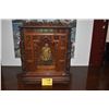 Image 1 : CHINESE ELABORATELY CARVED VINTAGE ALTER BOX & CHINESE DEITY (ALTER BOX 24.5" X 19" X 9.5")