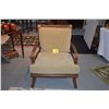Image 1 : RATTAN STYLE ARM CHAIR W/UPHOLSTERED CUSHIONS