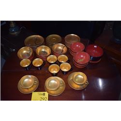 ASSORTED LACQUER CUPS, BOWLS & PLATES (45 PCS)