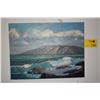 Image 1 : UNFRAMED OIL ON CANVAS, "MOLOKAI FROM MAUI"; SIGNED KIRSTEN (24" X 18")