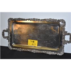 STERLING SILVER INLAID TRAY (1' 2" X 2' 1" W/O HANDLES)