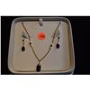 Image 1 : FACETED LAPIS & PEARL VERMEIL NECKLACES & EARRING SET (2 PCS)