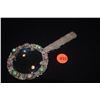 Image 2 : VINTAGE MAGNIFYING GLASS W/JADE HANDLE & JADE & TOURMALINE CABOCHONS