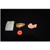 Image 1 : 14K CORAL BROOCH & CARVED JADE PIECES (3 PCS)