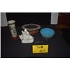 Image 1 : CHINESE MIXED LOT: ANTIQUE AND VINTAGE BOWLS, FIGURE, PORCELAIN W/STANDS (4 PCS)