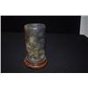 Image 2 : SCROLL WEIGHT, CHOP, BRUSH POT, BRASS VASE, BRASS COVERED POT & MOTHER OF PEARL INLAY FOOTED TRAY