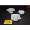 Image 1 : LARGE GLOBIER BRUSH WASHER W/STAND, SCALLOPED EDGE BOWL W/STAND & SQUARE BOWL (3 PCS)