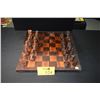 Image 1 : CARVED WOODEN CHESS SET W/BOARD (MISSING 1 PIECE)