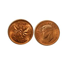 1938 Canada Small Cent-ICCSMS65Red