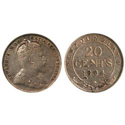 1904H Newfoundland Twenty Cent-ICCSVF30