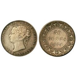 1874 Newfoundland Fifty Cent-PCGSVF35