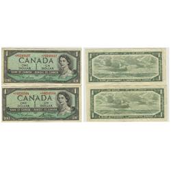 1954 Bank of Canada *$1 Pair-VF/EF
