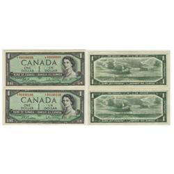1954 Bank of Canada *$1 Pair-VF/EF
