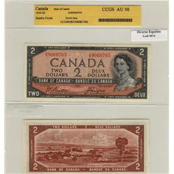 1954 Bank of Canada $2 Devil Face-CCGSAU50