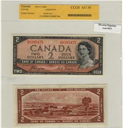 1954 Bank of Canada $2 Devil Face-CCGSAU50