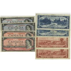 1954 Bank of Canada *$2's &*$5's-F/aVF
