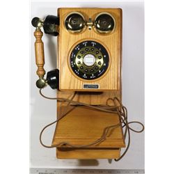 WORKING REPLICA ANTIQUE OAK TELEPHONE