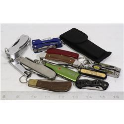 BAG OF ASSORTED POCKET KNIVES INCL MULTI TOOL