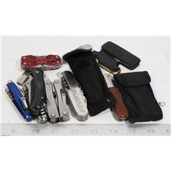 BAG OF ASSORTED POCKET KNIVES INCL MULTI TOOL