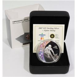 2007 SILVER $25 OLYMPIC SKIING PR COIN